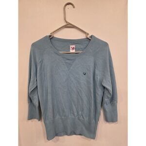 Reebok RBK Heart Sweater Women's L Silk Cashmere Quiet Luxury Coastal Preppy